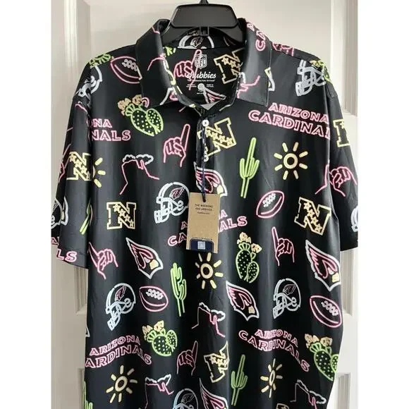 Chubbies Neon NFL Arizona Cardinals XL Polo Shirt NWT Football - Picture 2 of 7